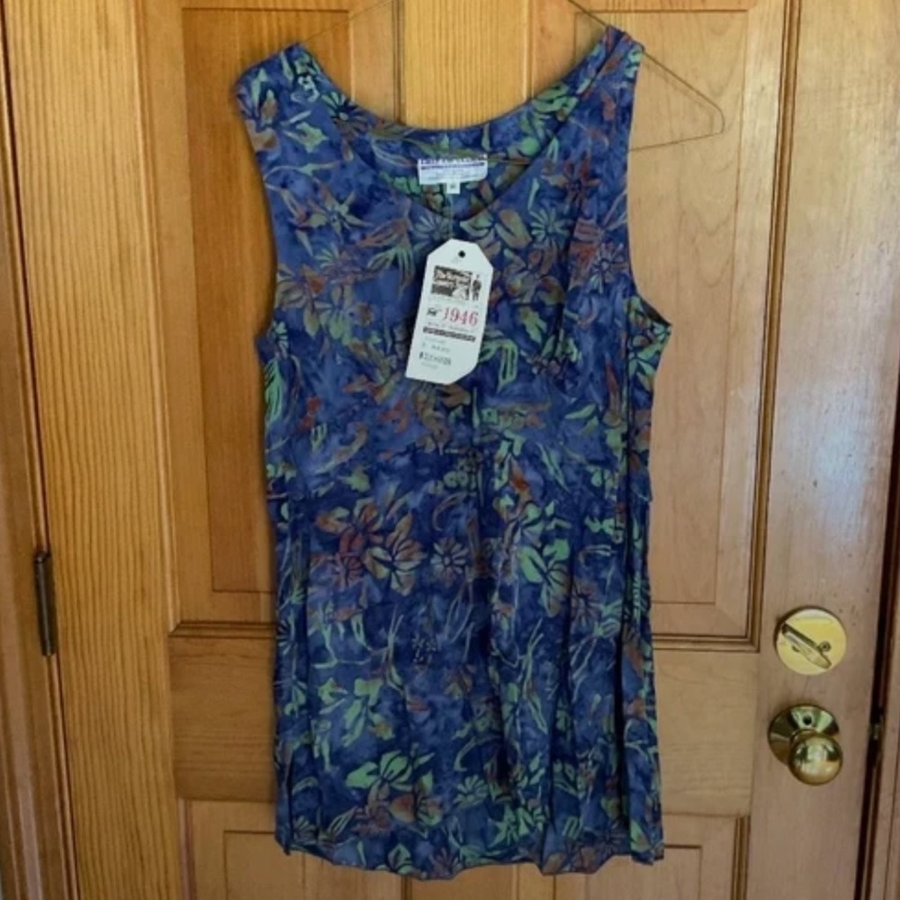 Batik Sleeveless Top, NWT, Eagle Ray Traders, Blue, Green and Purple, size M